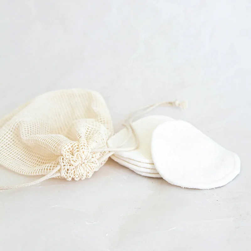 Eco-friendly Organic Bamboo Cotton Reusable Makeup Remover Pads Round Facial Cleansing Cloth