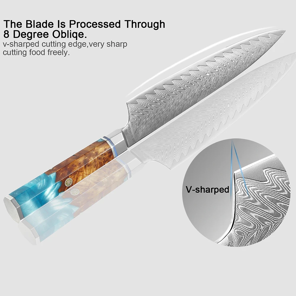 7inch Cleaver Nakiri Knife 67layers Damascus SteeL Gyuto Kiritsuke Razor Sharp Kitchen Cooking Vegetable Fillet Knife Tool