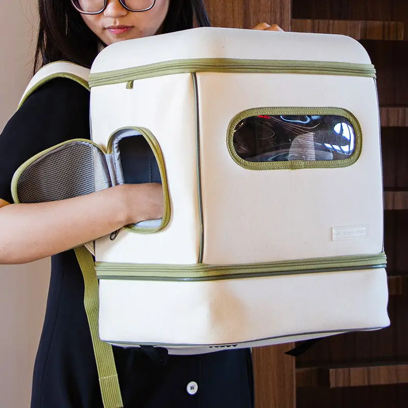 Leyou pet portable cat draw-bar box travel bag carrier backpack luggage strollers with wheels