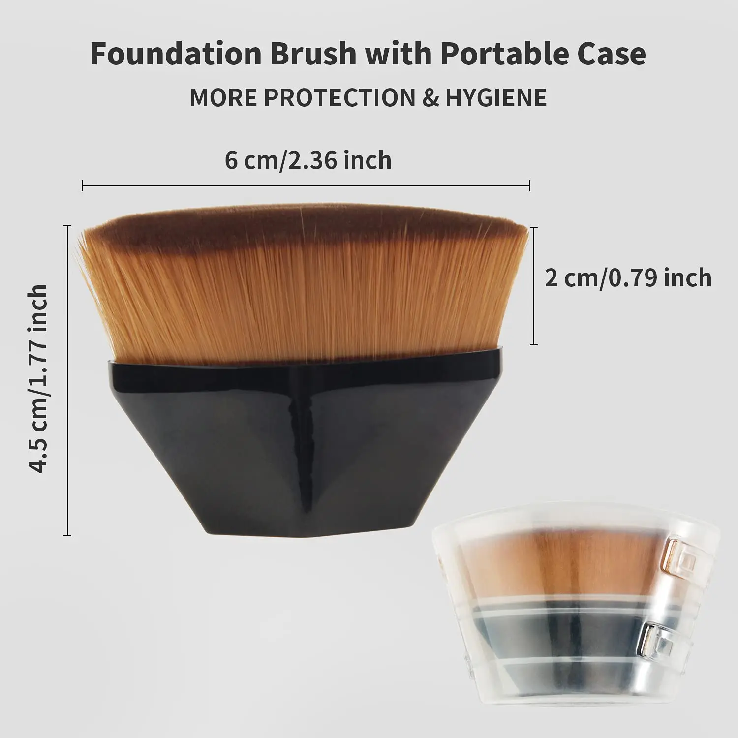 Foundation Flat Top Travel for Blending Liquid Cream or Powder Cosmetics with Protective Case Easy to Carry Make up Brush