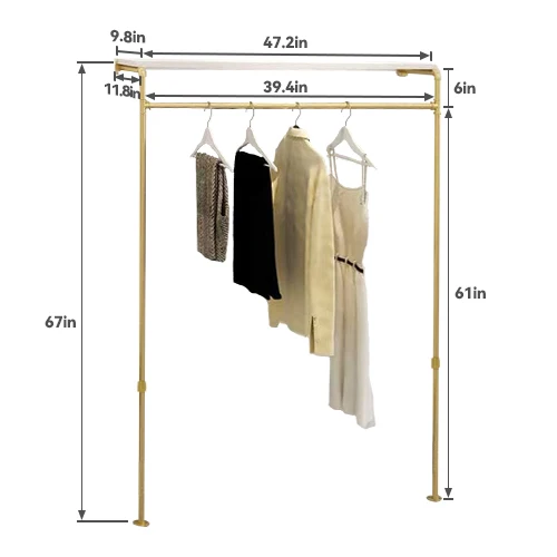 Metal Wood Clothing Store Display Stands Entrance Porch Organization Hanging Garment Rack