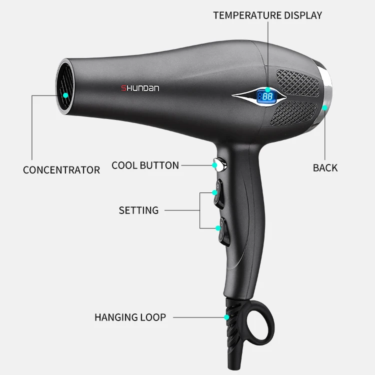 Hair Dryer Professional AC Salon Equipment LCD Home Appliances Electric Hair Bower