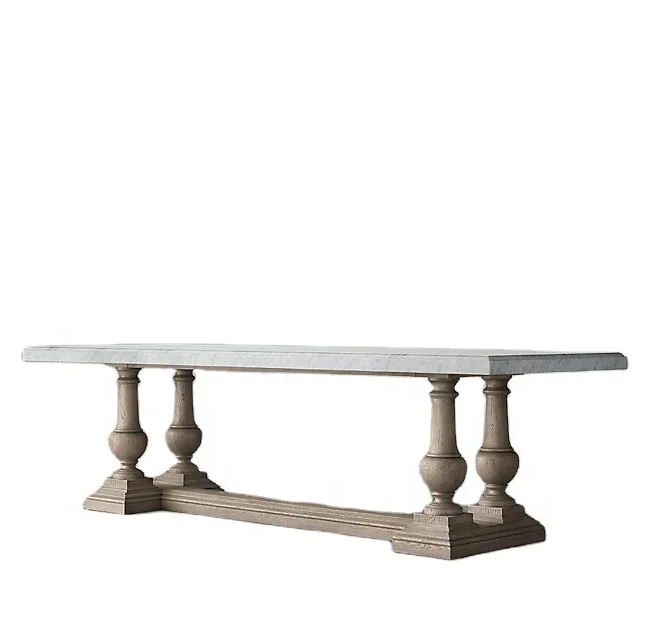 solid oak wood marble glass top Antique French style  dining tables