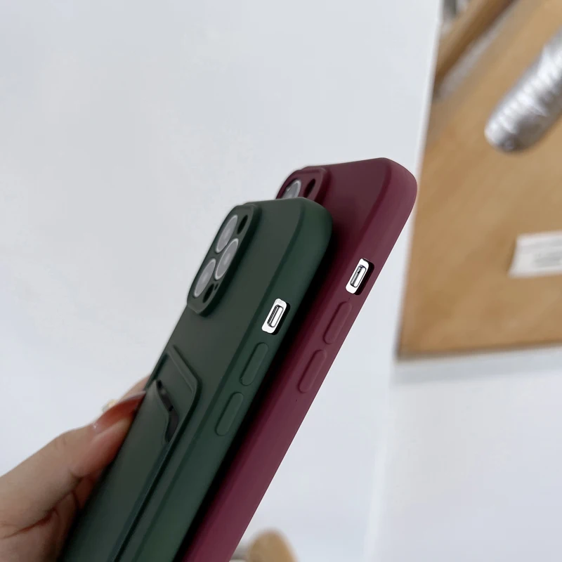 Soft Silicone Case For iPhone 14 13 12 11 Pro Max XS XR X 8 Plus 13Pro iPhone13 iPhone11 Phone Cover With Card Slot Holder