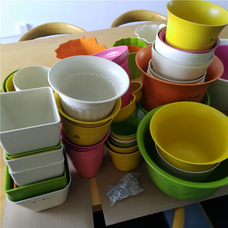 Оптовая продажа биоразлагаемый цветочный горшок из бамбукового волокна с логотипом на заказ