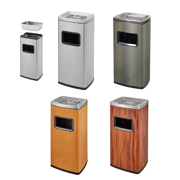 Oem Design Manufacturing Stainless Steel Standing Ashtray Bin Office Waste Bins Eco-Friendly Container Garbage Bins For Sale