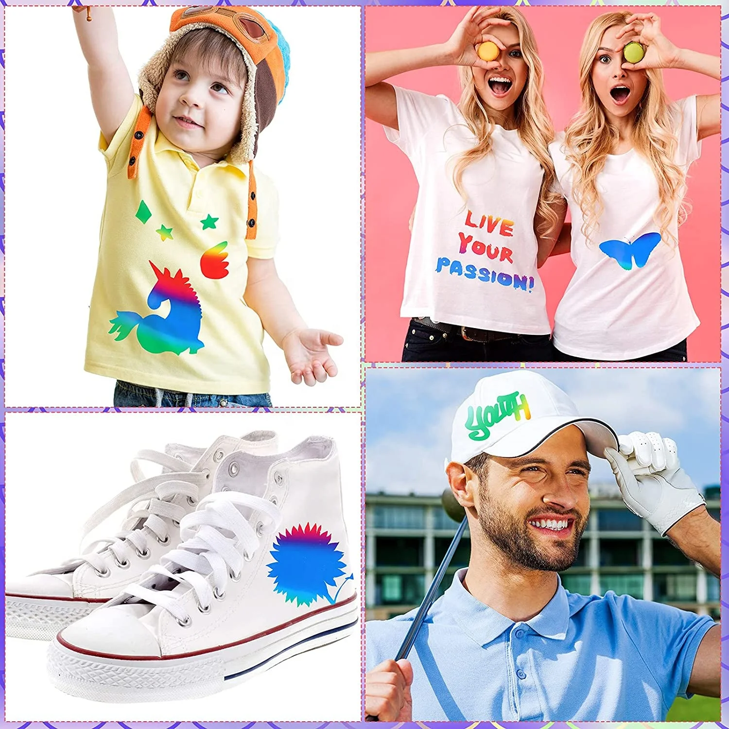 MENGQI Vinyl Paper Heat Transfer PU Heat Transfer Rainbow Cricut Vinyl