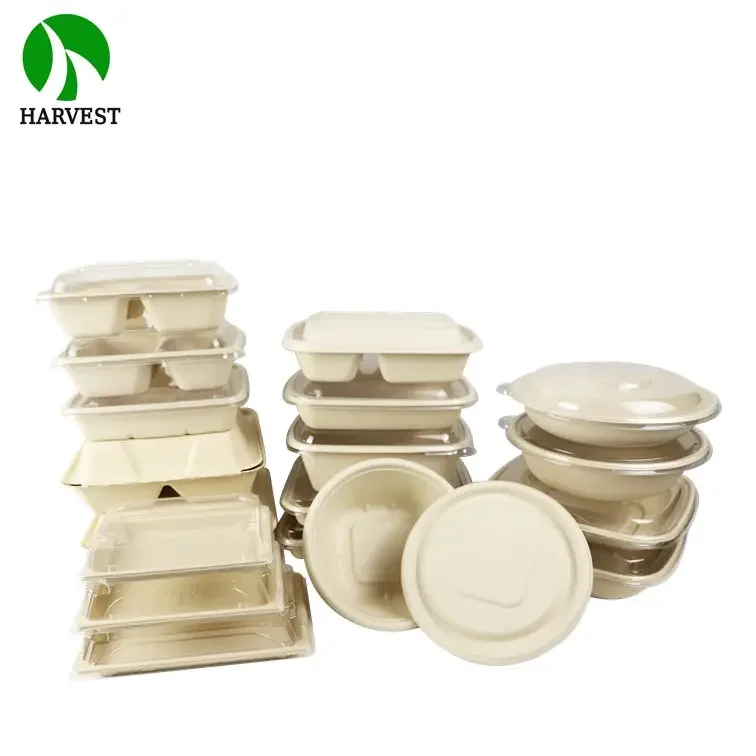 Hot sale 550 ml Disposable Biodegradable Carton brun Bol Rond Kfaft Salad Bowl With PP/PET/Clear Lid