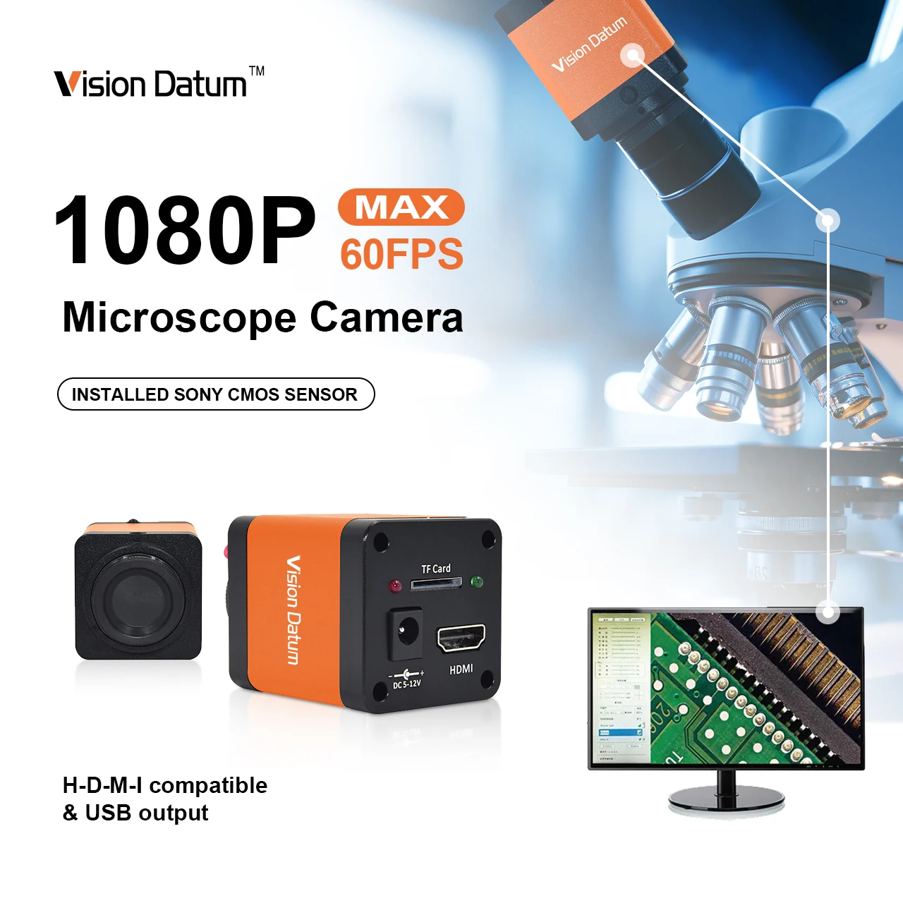 VisionDatum Nep-HD180-M аппаратная камера видения Sony 2MP 4k микроскоп cc крепление HMDI