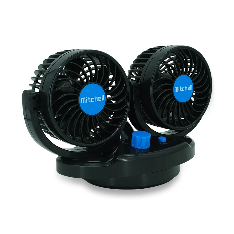 Mitchell car fan 12V 4inch two speed car cooling fan double head oscillating low noise portable fan