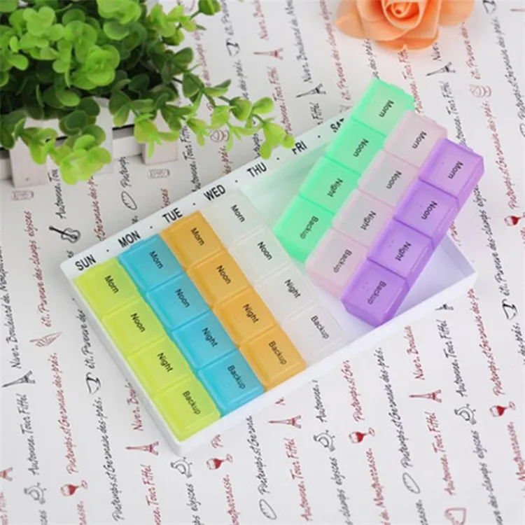 Hot sale custom colorful tracelling pill box 28 compartment pill storage cases plastic 7 days vitamin case storage holders