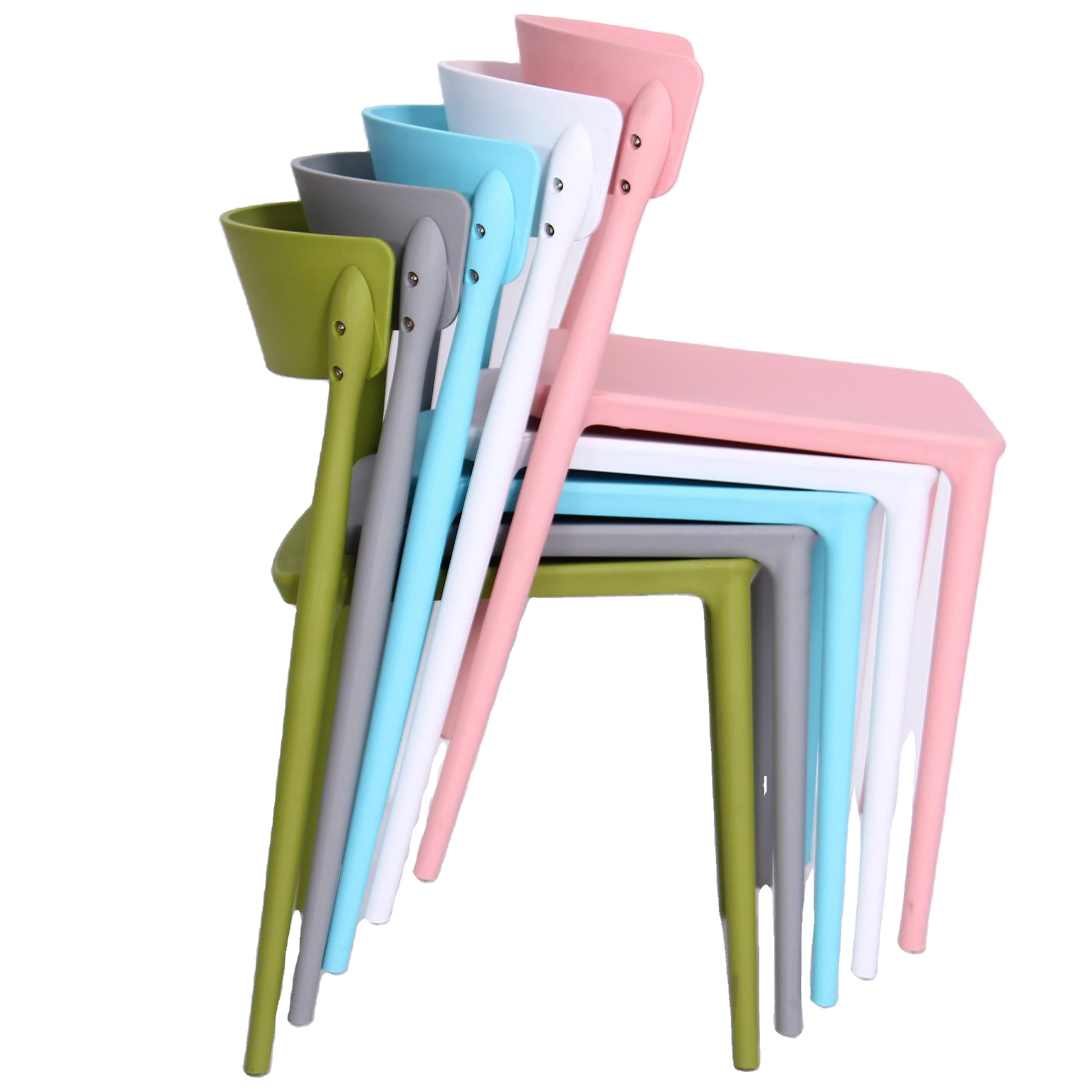 Scandinavian Home Furniture Outdoor Modern Restaurant Kitchen Armless Grey Stacking Stackable Plastic Chair for Dining Room