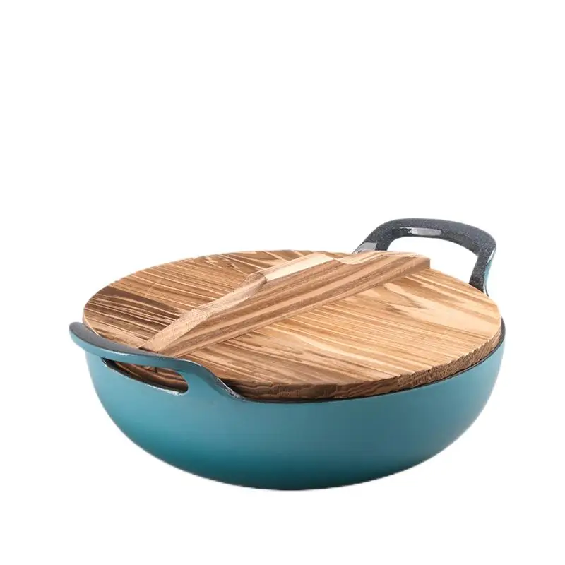 Cast iron enamel pot household enamel double ear ingot pot multifunctional stew pot induction cooker universal
