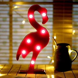 LED Animal Shaped Lamp Night Light Table Lamp Led Marquee Light Lovely Flamingo Warm White Battery Decoration Pink Holiday Light