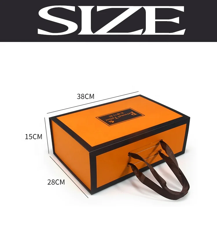 Oem Luxury Custom Logo Clothes Clothing Shirt Shoes Box Packaging Printed Folding Gift Magnetic For Orange Boxes With Lid