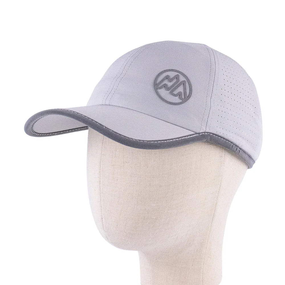 Unisex 6 Panel Reflective Sporty Cap Visor and Front Custom HD Printing Elastic Sweat-absorbing and Breathable Performance Hat