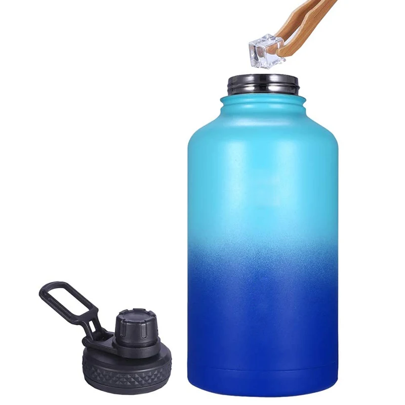304 Gallon 2 Liter Stainless Steel Wide Mouth Water Jug 128 Oz Insulated Water Bottles Handle Jug Arabic Vacuum Flask Bottle Set