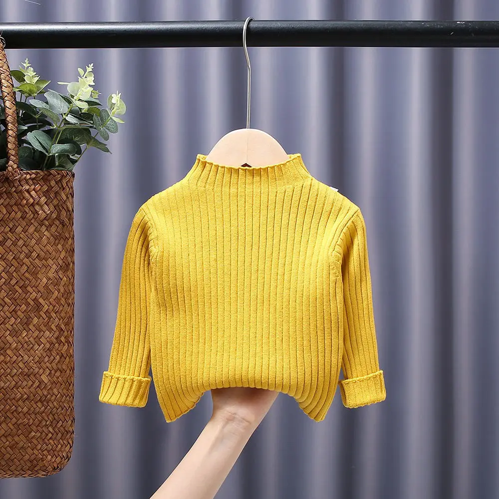 New Arrival Spring Children Wear Long Sleeve Cotton Knitted Solid Color Baby Girl Sweater