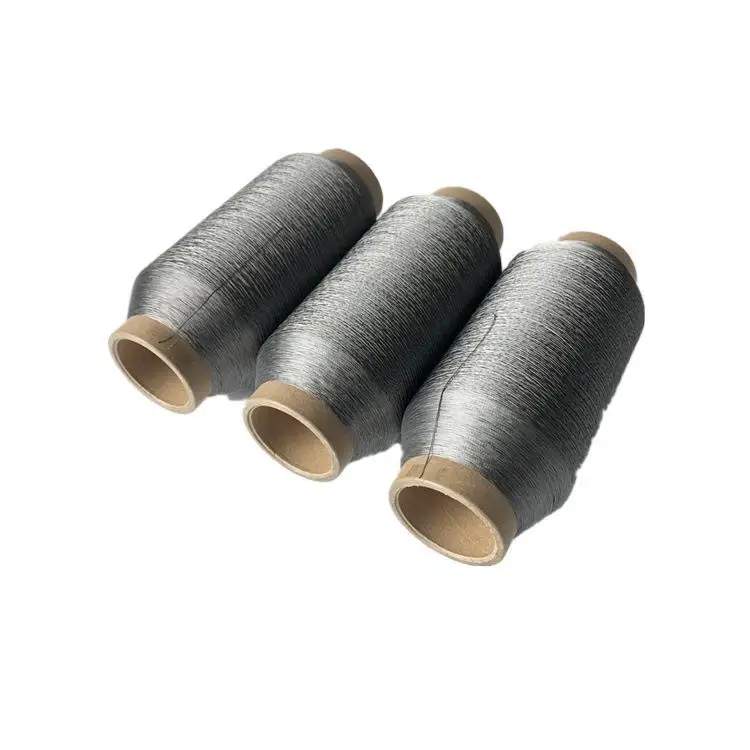 Pure Metal Yarn Metallized Thread Thermal Resistant Good Conductivity 100% Stainless Steel Spun Yarn 11S/2 For Weaving