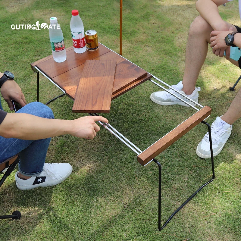 Wholesale Camping Outdoor easy-carrying zebra table Portable BBQ wooden Folding Camping Table