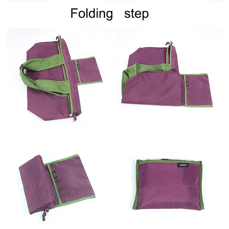 Heavy Duty Expandable Eco-friendly Folding Tote Bag Large Reusable Nylon Polyester Foldable Grocery Shopping Bag