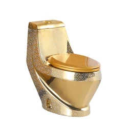 Toilette Moderne Luxury Electroplated Commode Wc Water Closet One Piece Bathroom Ceramic Gold Toilet