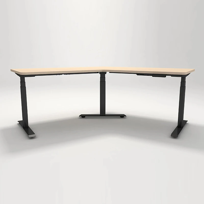 3AF3 Modern Office Staff Standing Desk Frame Three Legs Electric Height Adjustable Desk Meeting Table L Shape Stand Up Desk