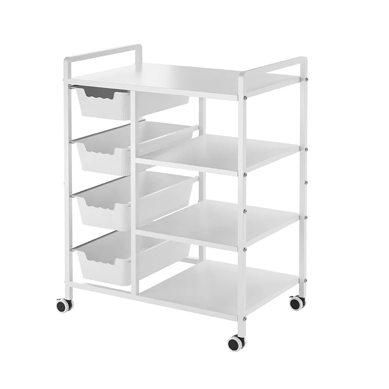 Manufacturer Household Storage 4 Tier Plastic Drawer Storage Cart Kitchen Double -sides Utility Trolley Storage Rack