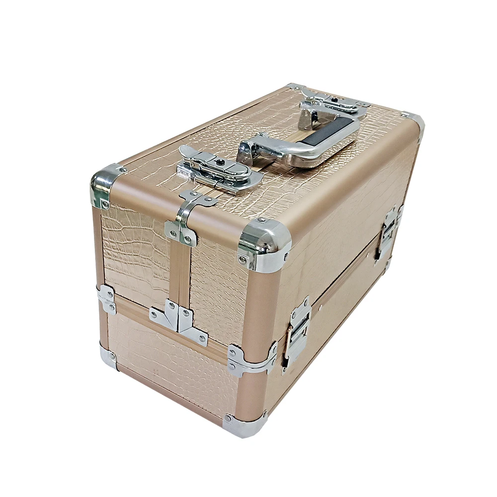 Portable Luxury Aluminum Makeup Case with Alligator