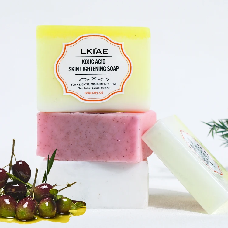 Quality Supplier Skin Whitening Exfoliating Acne Soap 100% Pure Kojic Acid and Lemon Private Label Face Body Soap for Black Skin
