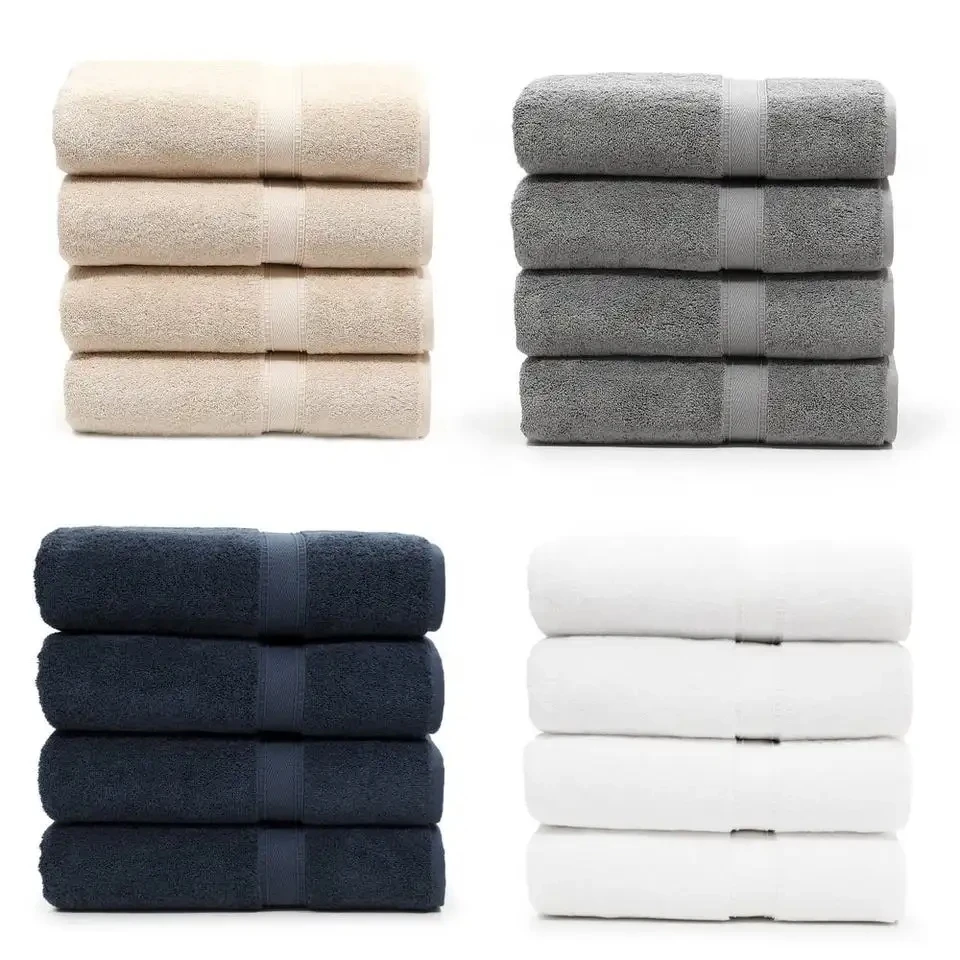 Hotel Supplies Luxury 600gsm 5 Star Hotel Bath Towel Set White Cotton Towels