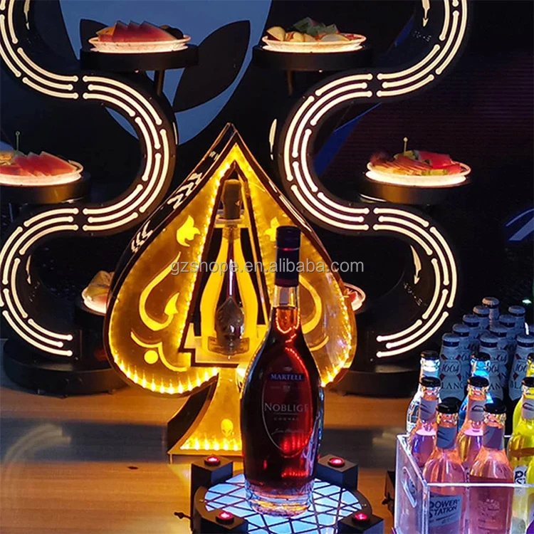 SHP Custom Ace Of Spades LED Bottle Presenter Acrylic Glorifier VIP Display Champagne Light Stand Rack For Night Club Bar