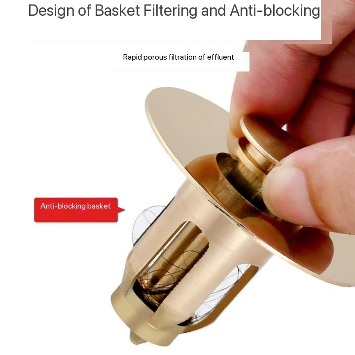 European and American standard bathroom sink plugs, pop-up filter  anti clogging sink drainage universal filter