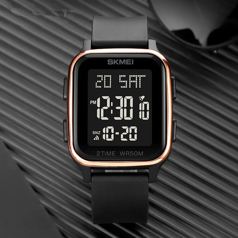 OEM Skmei 1858 Fashionable Black Personalized Trendy Sports Hot Selling Electronic Watch Square Waterproof Digital Watch