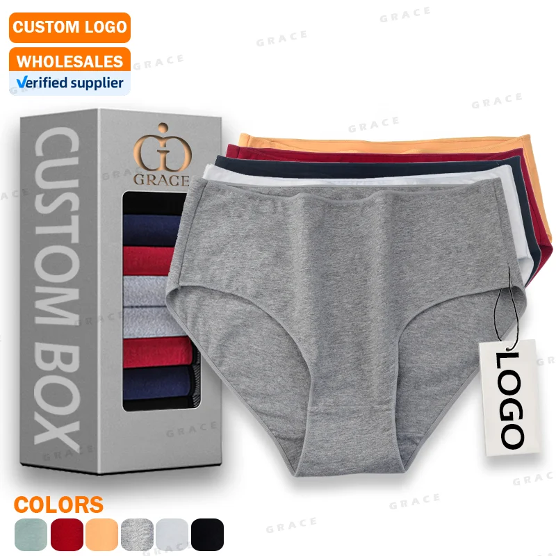 M-XXL Custom Wholesales Mid-Rise Women Pure Cotton Seamless Ladies Classic Branded Plus Size Fat Underwear Panties for Women