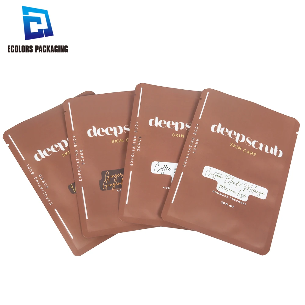 Low Moq Matte Finished Soft Touch 3 Side Seal Packaging Bag Hair Mask Sachet Cosmetic Sample Pouch With Logo
