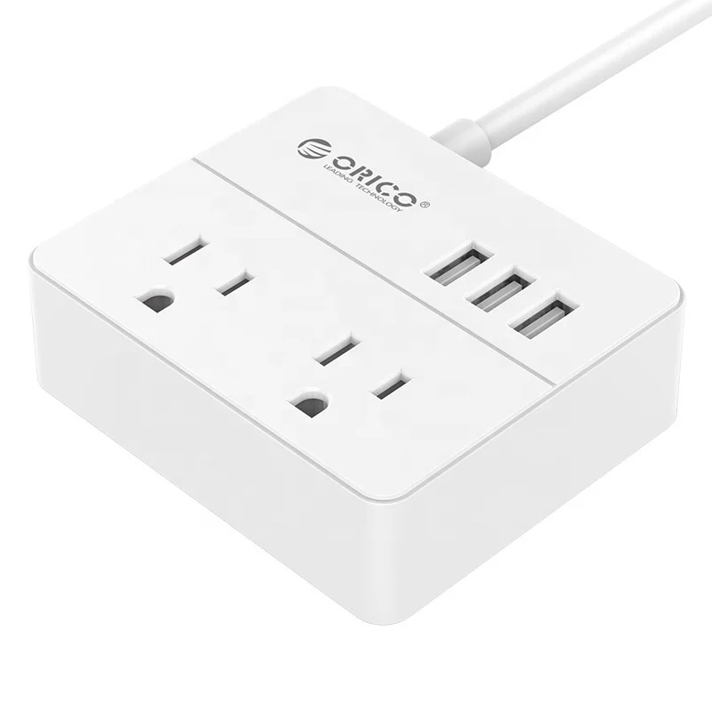 
ORICO US Standard Home Office Using Fashion Portable Travel 2 AC 220V Surge Protector With USB Charging Ports OSP-2A3U-US 