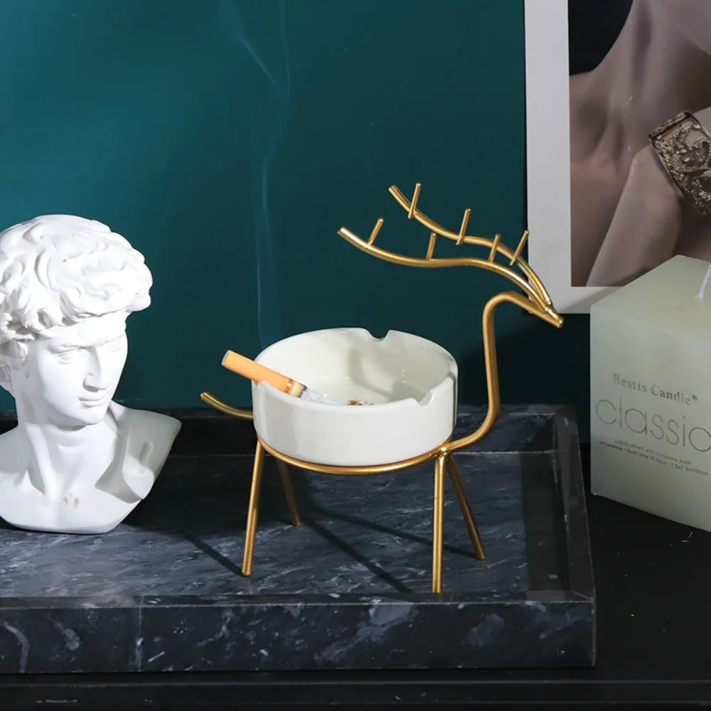 Nordic style ins light luxury gold cartoon elk shape ashtray exquisite ornament table top