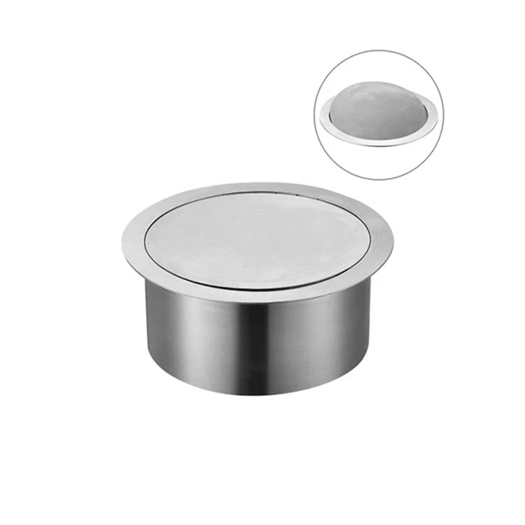 Round hotel kitchen bathroom recessed bulit-in stainless steel flip lid waste container trash can bin cover
