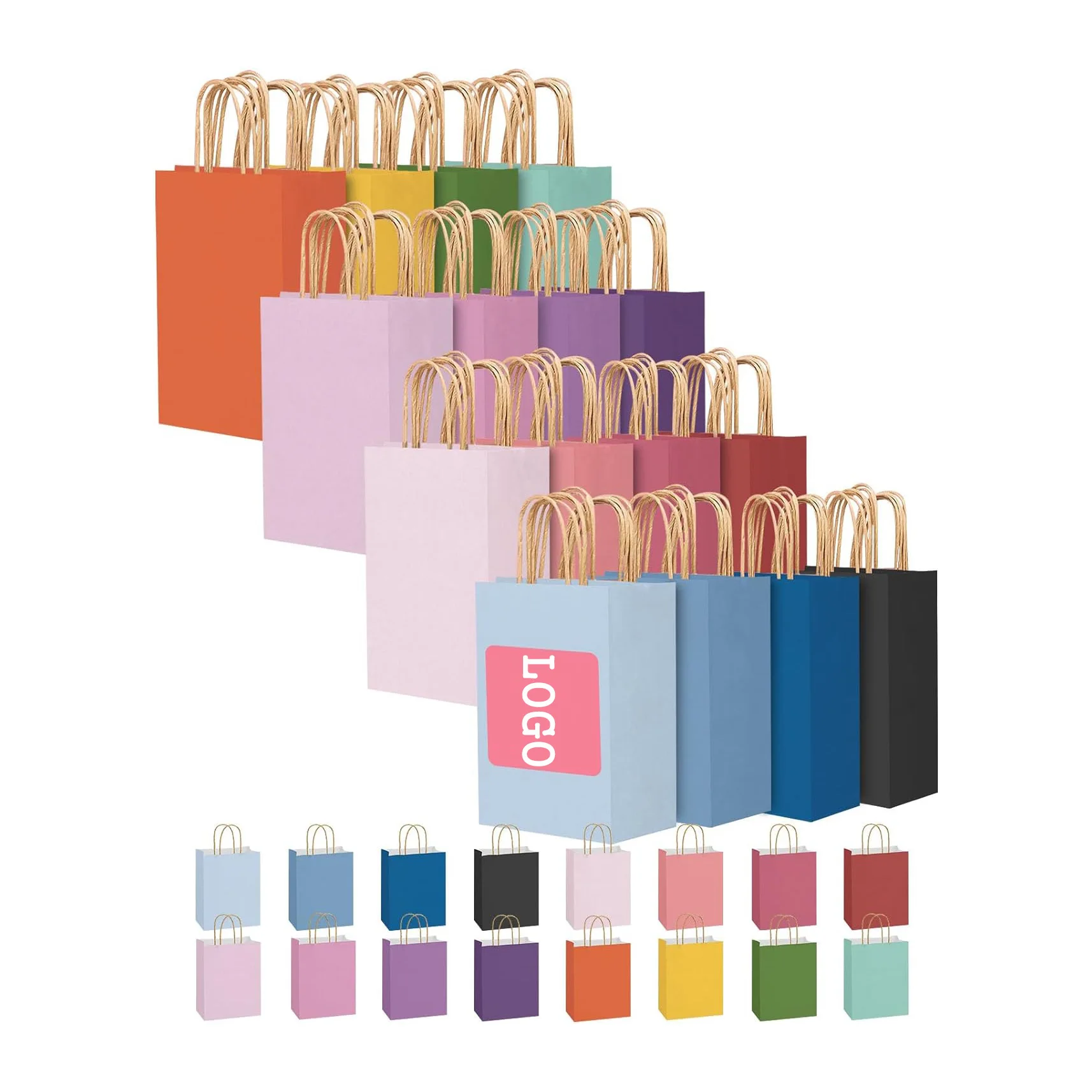 Wholesale Low Price Custom Goods Gift Craft Nice Shopping Packaging Blank Printed Mark Color Paper Bag Small