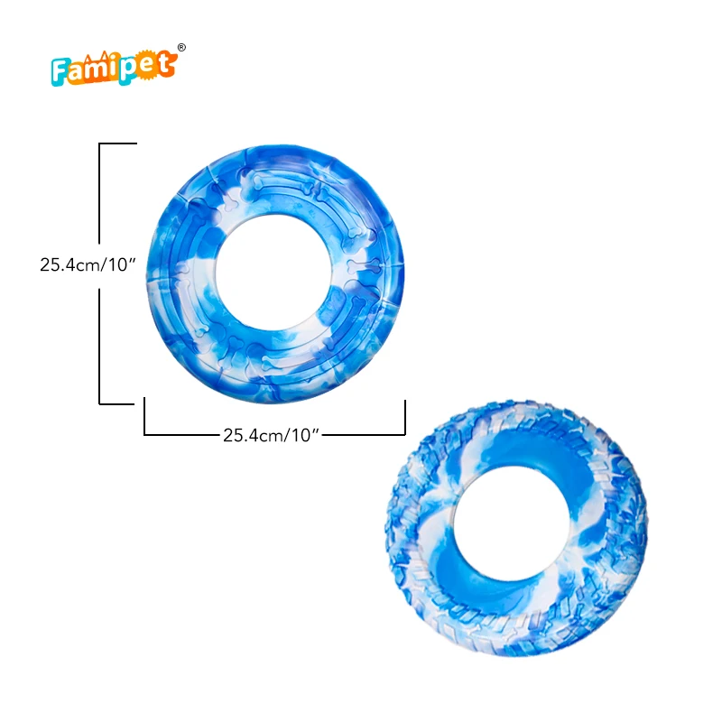 Famipet Custom Outdoor Training Durable Rubber Flying Disc Pet Dog Toys