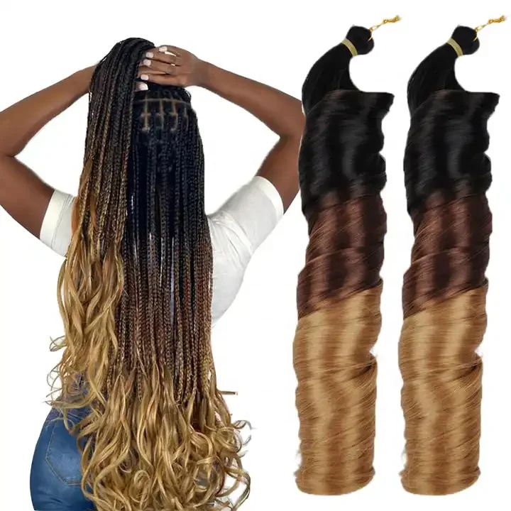 Synthetic hair 22inch Long Wavy Crochet Braid Pony Style Spiral Loose shiny Silky Wave Hair French Curls Curly Braiding Hair