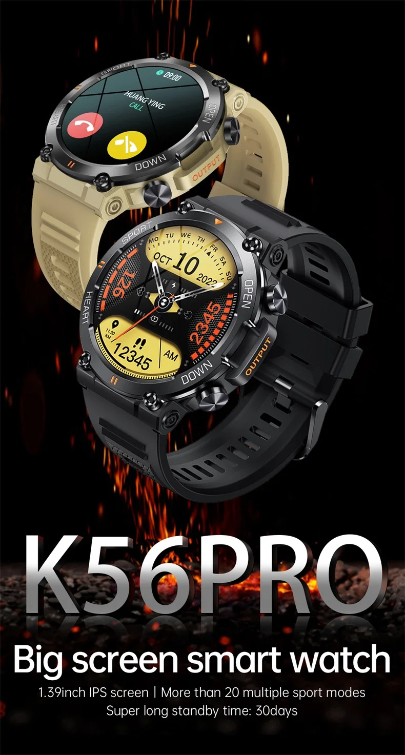 K56 PRO Smart Watch for Men 400mAh Long Standby 1.39 inch 360*360 HD Screen Heart Rate Outdoor Sports Smartwatch (1).jpg