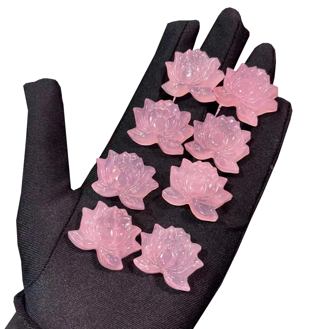 Wholesale Crystal Crafts Carving Flowers Gemstone Flowers Rose Quartz Lotus flower For Love