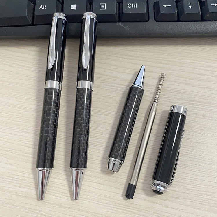 High Quality Biro Ballpoint Pen Heavy Luxury Logo Customized Metal Roller Ball Pen Carbon Fiber Pen
