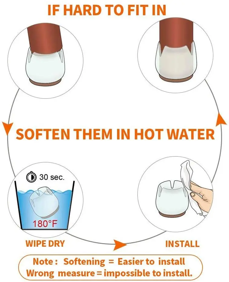 Chair Leg Protectors for Hardwood Floors, 16 PCS as pack.Silicone Furniture Pads.Non Slip Protector Pads  to Protect Floors