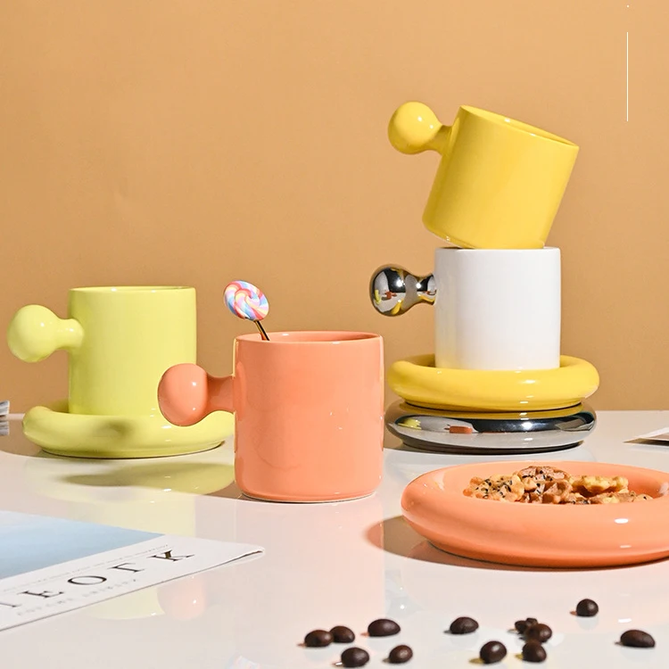 Hot selling custom colors household office coffee cups afternoon tea ceramic cup saucer set