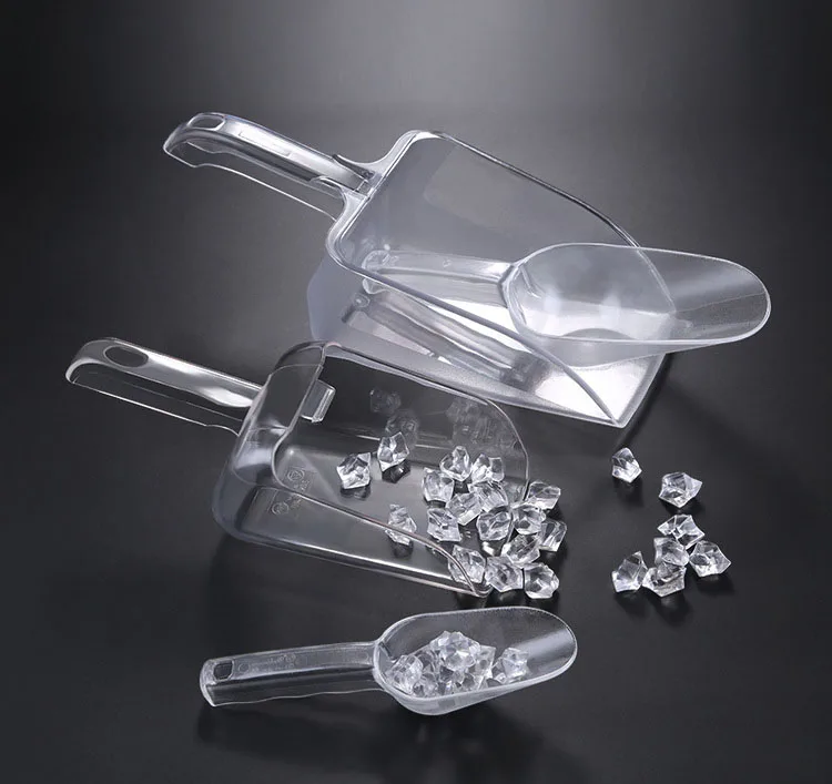 Round Square Clear Plastic Acrylic Long Handle  Food Ice Shovel