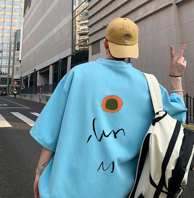 Florals Unisex Polyester Cotton Hip Hop Muscle Fit Custom Printing Logo Men Knitted T Shirts Custom Print T Shirts