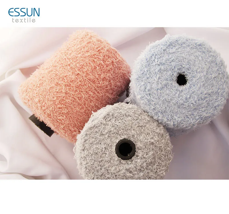 NM3.5 NM5 100% soft polyester feather yarn fancy yarn for knitting sweater socks knitting yarn